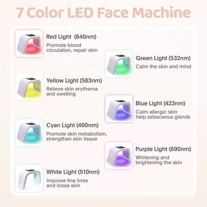 Led Light Therapy Light for Face 7 in 1 Colors LED Facial Skin Care Tool