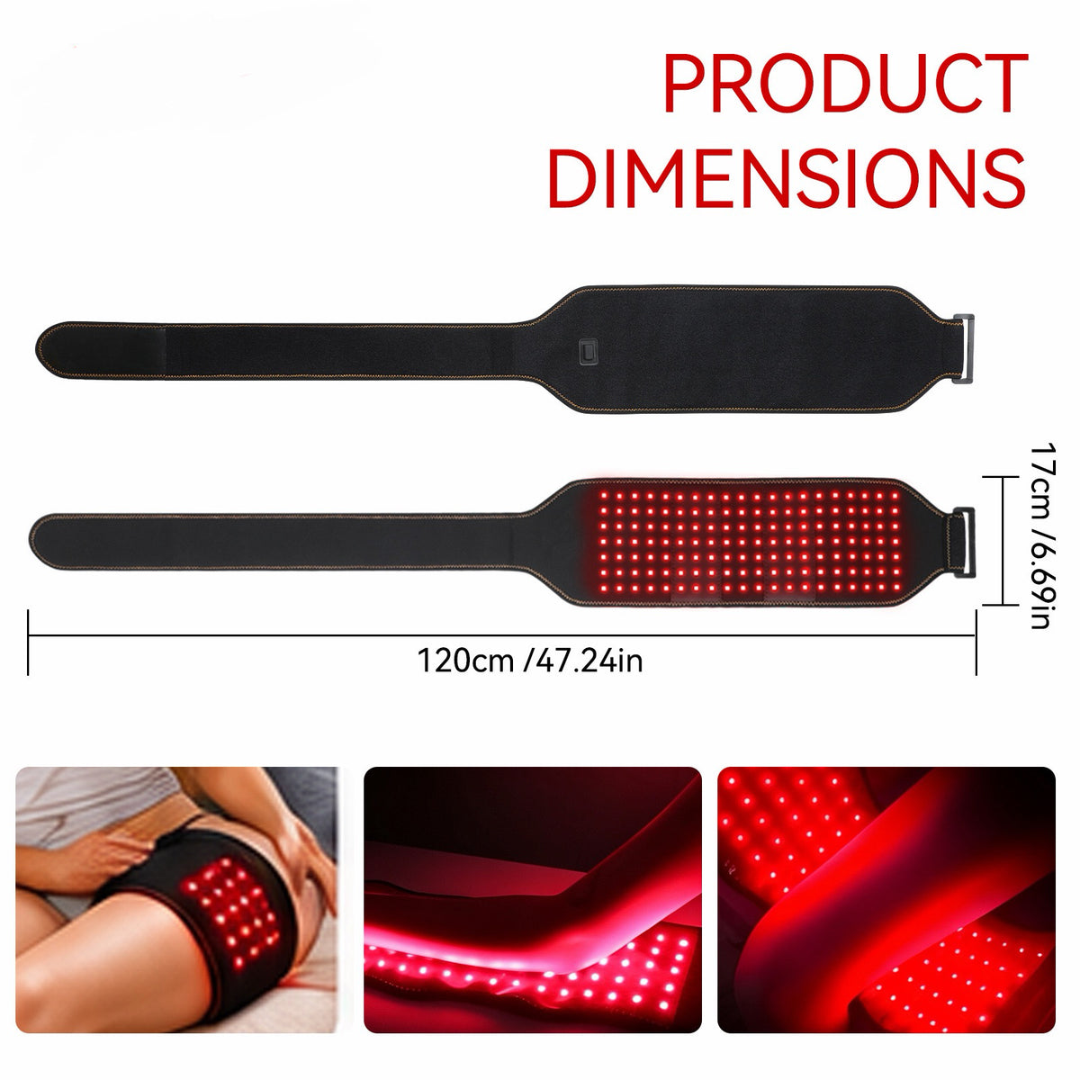 Red Light Therapy Belt for Back Abdomen, 660nm & 850nm Wavelengths with Heat & Vibration Massage with A Timer Back, Pain Products for Back Shoulder