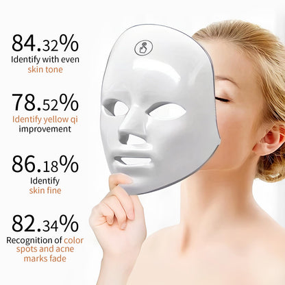 Red Light Therapy for Face, 7 Colors LED Face Mask Light Therapy Portable Rechargeable Red Light Therapy Mask Skin Care Device at Home and Travel for Anti-Aging