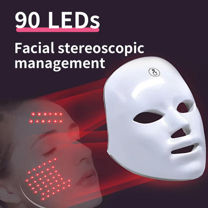 Red Light Therapy for Face, 7 Colors LED Face Mask Light Therapy Portable Rechargeable Red Light Therapy Mask Skin Care Device at Home and Travel for Anti-Aging
